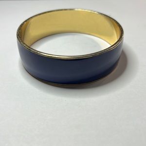 Vintage Enameled Blue Bangle Bracelet w/ Gold-toned Setting